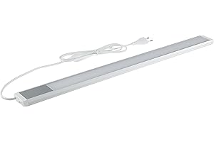 CHILITEC Listwa oświetleniowa LED podszafkowa 60 cm 10 W 1430 lumenów 1 szt. 230 V Kabel 1,5 m z włącznikiem oświetlenie powierzchni roboczej w kuchni neutralna biel