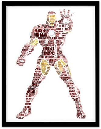 FP1043 Unusual Marvel DC Gifts ? Iron Man A4 Print Personalised Word Art