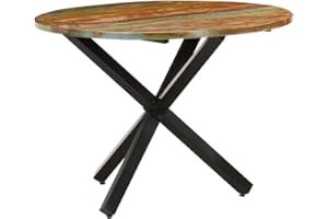 vidaXL Mesa de Comedor Salón Sala de Estar Muebles Mobiliario Soporte Exterior Cocina Duradera Estable Madera Maciza Reciclada Redonda 100x100x75 cm