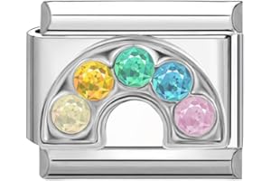 Urijk Modular for Italian Charm 9mm Traditional Classic Type Charm for Italian Style,Flower Patterns Stainless Jewelry Module Steel 22 Styles to Match Freely Modular for Italian Charm-Flower Series