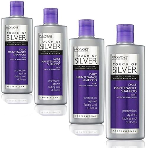 Pro:Voke Professional Daily Maintenance Shampoo Touch of Silver for Blonde, Grey or White Hair 200 ml (Pack of 4)