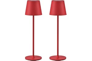 ZOEGER 2 lampade dimmerabili LED da tavolo senza fili, ricaricabili, luce calda 3000 K, lampada da tavolo per interni ed esterni, con USB-C, alluminio, IP54, impermeabile, nero