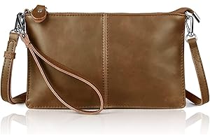 befen Small Leather Crossbody Bags Shoulder Handbag for Women,Geniune Leather Wristlet Clutch Wallet Purses with Long Strap & Wrist Strap