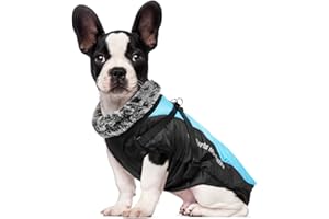 DOCIOTE Kurtka dla psa z uprzężą, płaszcze dla dużych psów, wodoodporna, uprząż dla psów, płaszcze ciepłe, zimowe ubrania, wiatroszczelna, odblaskowa kamizelka dla zwierząt domowych, bawełniana, wyściełana, przytulna, na zimną pogodę, ubrania dla średnich i dużych psów, niebieska, 3XL