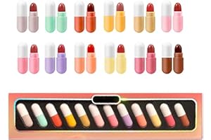 Allbestaye Kapsel-Lippenstift-Set, Lipgloss Set Flüssiger Lippenstift in Kapselform Tragbarer Lippenstift 12 Stück