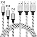 Produktbild Lightning Kabel, YEONPHOM Lightning auf USB Kabel 3pack 1m 2m 3m iphone Kabel Ladekabel Nylon für iPhone 7/7 Plus 6 /6s/6Plus/6s plus SE 5S 5C 5, iPad Air 2, Mini 3, iPod 5 und iPod Nano 7 – Schwarz& Silber