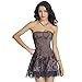Produktbild coswe Damen Sexy Floral Lace Up Korsett Bustier Dessous Gothic Party Kleid Clubwear Gr. XXL , aprikose