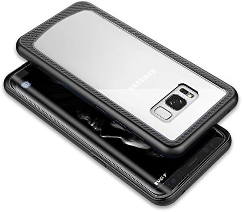 VemMore for Samsung Galaxy S8 Plus Case Silicone TPU + Hard PC Flexible Thin Case [ 2 in 1 ] Dual Layer Clear Transparent Plastic Hardcase and Slim Rubber Gel Softcase with Colored Frame Protective Case Cover Lightweight Advanced Shock / Drop Protection Impact Resistant Durable Stylish Shell for Samsung Galaxy S8 Plus - Black
