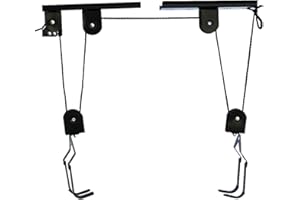 HOSKO Bike Lift Hoist for Garage Storage - Heavy Duty Ceiling Mountain Bicycle Hanger Pulley Rack 100 lb Capacity