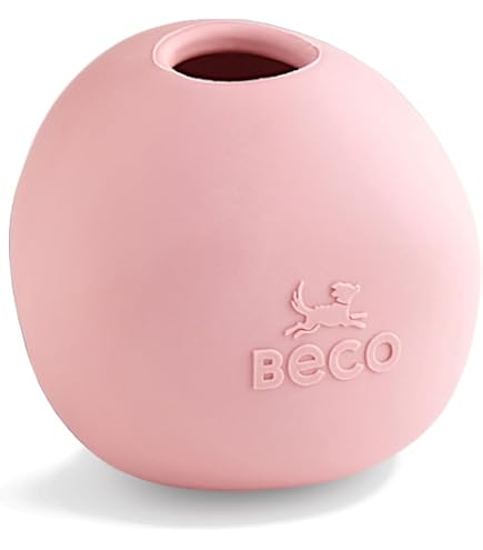 Beco Dog Ball - Eco-Friendly Natural Rubber Chew Toy, Vanilla Scented, Hollow & Squeaky (Pink) - View #7