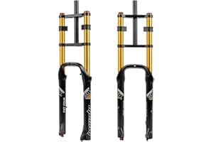 HIMALO 26'' Bike Fat Fork Downhill MTB Air Suspension Fork Travel 160mm Straight Double Shoulder Fork Rebound Adjustable Manual Lock QR 9x135mm,max For 4.0'' Tire (Color : Gold)