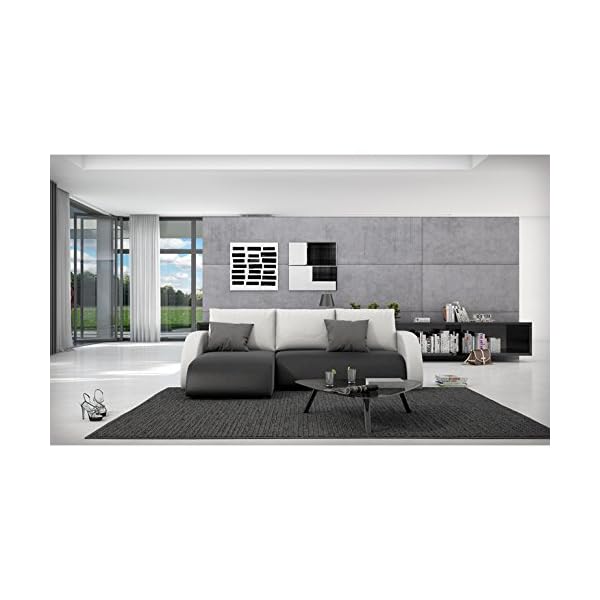 Innocent Corner sofa with sleep function in immitation leather black back cushion white Anantara - Image 3