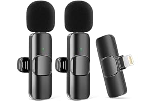 Kinizuxi 2Packs Wireless Microphones for iPhone iPad,Clip on Lapel Lavalier Microphone Wireless for Video Recording,PC/Laptop/Live Streaming/Podcast/Vlog/Youtube/TikTok/Presentation/Vlog