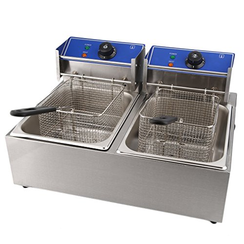 Profi Doppel Fritteuse Edelstahl 2 X 6l Friteuse Deep Fryer Gro Mit Filter Herausnehmbarem Lbehlter Und Regelbarer Heizstufe 2 X 2500 Watt