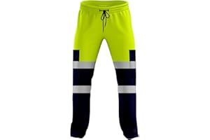 MYMIXTRENDZ Mens Hi Vis High Visibility Two Tone Jogging Trousers Bottoms Reflective Tape Cuffed Workwear Joggers