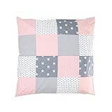 ULLENBOOM ® Baby Bettdeckenbezug 80x80 Rosa Grau (auch als Kinderwagendecke, Stubenwagen Decke oder Dekokissen geeignet, Motiv: Sterne, Patchwork) ULLENBOOM ® Baby Bettdeckenbezug 80x80 Rosa Grau (auch als Kinderwagendecke, Stubenwagen Decke oder Dekokissen geeignet, Motiv: Sterne, Patchwork)