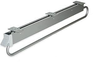 Emuca - Appendiabiti estraibile per armadio, barra appendiabiti scorrevole di lunghezza 800mm, acciaio e plastica, grigio metallizato