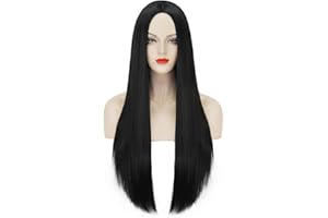 JUZIVIEE Black Wig for Women's Costume Long - Natural Sweet Synthetic Wig for Daily, Carnival, Halloween VD109BK