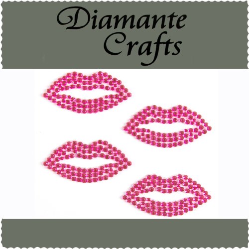 4 Hot Pink Lips Diamante Vajazzle Rhinestone Gems - created exclusively for Diamante Crafts