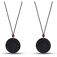 AMAZHEAL Anti EMF Radiation Protection Black Scalar Energy Volcanic Lava Quantum Bio Science Negative Ions Stone Pendant - Pack of 2