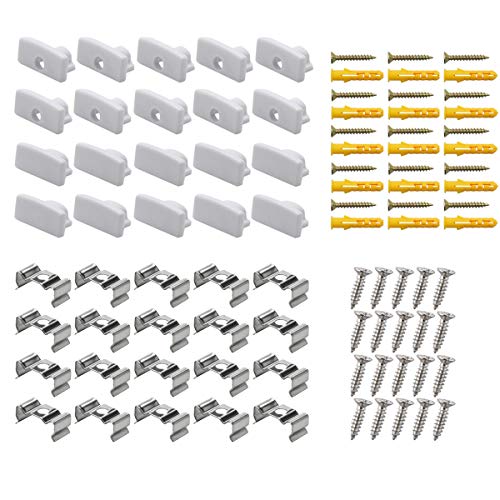 Lot de 20 clips de fixation et embouts d'extrémité en métal avec vis pour Starlandled LED en forme de U Aluminium canal (pour ASIN "B06 X Nty2py" "B01 m9gs6bo")