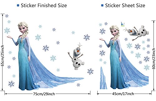 Wandsticker, Motiv: Königin Elsa und Olaf aus „Die Eiskönigin“, Wanddeko - 2