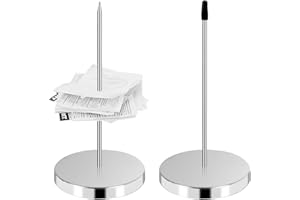 gaoduanluoluo 2 Stück Zettelspießer, Bonspießer Zettelhalter,Edelstahl Kassenbon Halter,Rechnungen Spike für Küche Hotel Restaurant Cafe Büro (Silber)
