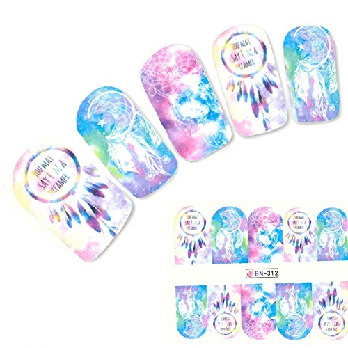 JUSTFOX - Tattoo Nail Art Traumfänger Federn Aufkleber Nagel Sticker
