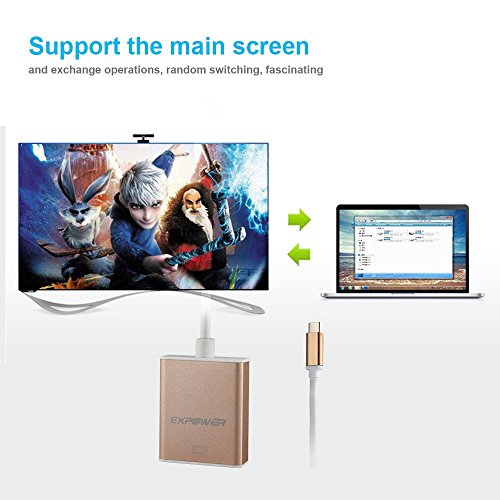Expower Gold USB 3.1 Typ-C auf HDMI Adapter 1080P Kabel Konverter Hochwertige ultradünne USB 3.1 Typ C Stecker auf HDMI Buchse für Apple 2015 neues 12 Zoll MacBook Laptop,Asus Zen AiO - 2