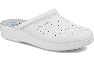 Fly Flot | Man Professional, Zoccoli Sanitari Uomo, Ciabatta con Tomaia in Pelle Forata e Sottopiede in Pelle Scamosciato
