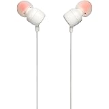 JBL T110 Cuffie In Ear con Microfono, Cavo Piatto Antigroviglio, Comando a un pulsante, JBL Pure Bass Sound, Bianco