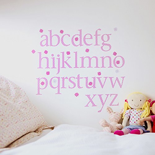 Childrens Alphabet Wall Stickers, 26 stickers a -z and 54 Flower Stickers