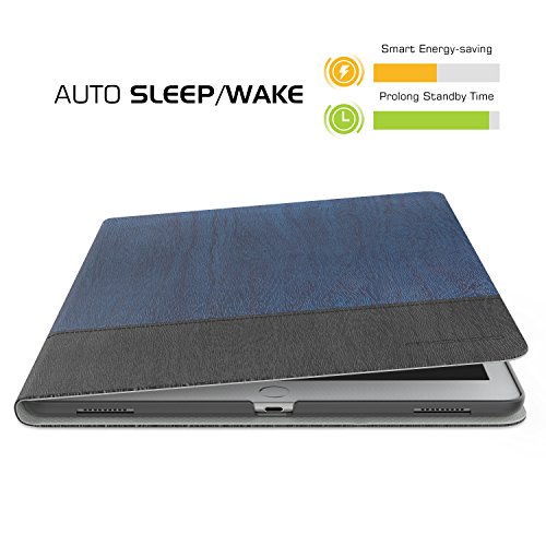 MoKo Hülle für Neu iPad Pro 12.9 2017 – Stoßfest Ledertasche Schutzhülle mit Auto Sleep/Wake up Funktion, Standfunktion und PC Bumper für Apple New iPad Pro 12.9 Zoll 2017 & 2015 Tablet, Blau/Grau - 6