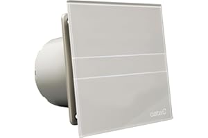 Cata, extractor de Baño, Modelo E-100 GST, Extractor silencioso, Serie E Glass Timer, Con temporizador, Bajo Consumo, Alta Eficiencia Energética, cristal gris
