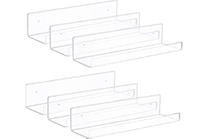 ECOSEAO estanterías flotantes acrílico, estanterías Colgantes de Pared de 6 Piezas, estanterías de Almacenamiento Invisibles para hogares, cocinas y baños (38 cm X11 cm x7,8 cm)