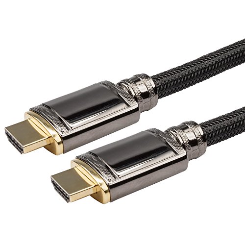rocabo HDMI-Kabel 2,5m – High Speed mit Ethernet – 4k ULTRA-HD kompatibel – Ferrit-Filter – 24k vergoldete Kontakte – Nylonmantel – 2160p/1080p FULL-HD – 3D / ARC / CEC – für TV, Beamer, Blu-Ray, Konsolen - 5
