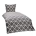 Produktbild myHomery Bettwäsche 2-teilig Muster modern - Design Bettbezug & Kissenbezug mit Reißverschluss - Bettwäsche-Set 100% Baumwolle - Triangle - Grau | Bettdecke 135x200 cm & Kopfkissen 80x80 cm
