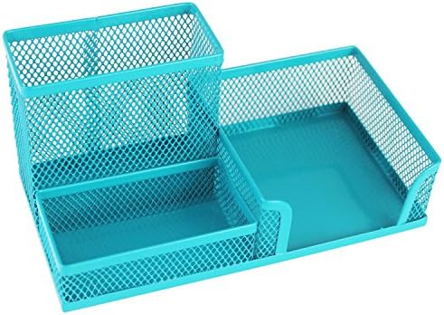 Cailorlife Mesh Desk Tidy Organiser, Multi-functional Office Stationary Pencil Pot Pen Holder (3 Components, blue)