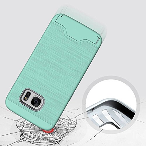 Galaxy S7 Edge Hülle,Nakeey Schutzhülle für Galaxy S7 Edge,Hybride Anti-Kratz [Card Slot] Dual-Layer Holder Bumper Handys Schutzhülle Für Galaxy S7 edge,Grün - 4