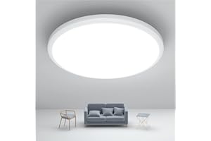 ‎JONMONSM JONMONSM Led Deckenleuchte Flach 25W, IP54 Wasserfest, Ø30cm 2000LM 6500k, Rund Lamp Deckenlampen für Badezimmer, Schlafzimmer, Küche, Flur, Weiß