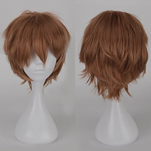 S-noilite Cosplay Curly Hair Tail Full wigs Short Light Brown Wig Women/Men Wig