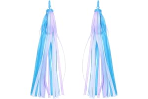 DEOLVEN Ruban pour Vélo Guidon d’Enfant,2 Pack Colorés Ruban de Gland de Bicyclette Vélo Guidon Banderoles pour Scooter Vélo de Bébé de Garçon Fille 27CM Bleu Pourpre Blanc Mélangé