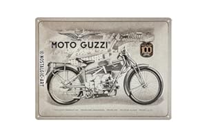 Nostalgic-Art Targa in Metallo retrò Guzzi – 100 Anni Anniversary – Idea Regalo per Gli Appassionati di Moto, Design Vintage per Decorazione, 30 x 40 cm