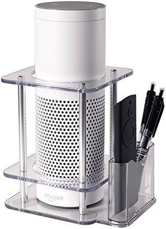 LEF ABS Stand Holder for Amazon Echo Speaker Remote Controller with a Storage Box Protection Bracket (clear)