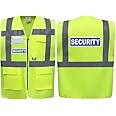 Hi Vis Vests - Security Comfortable High Visibility Vest Made of Durable Polyester - Yellow Zipped High Vis Vests with Reflective Vinyl Banding, Pockets, & ID Badge - Brook Hi Vis, 2XLarge 48-50”