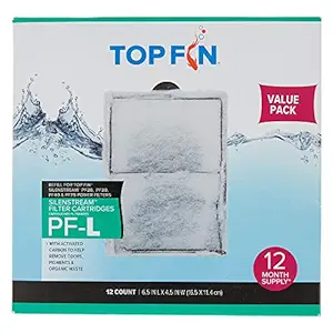 Top Fin Silenstream PF-L Refill for PF20, PF30, PF40 and PF75 Power Filters 6.5in x 4.5- (12 Count) 1 Year Supply