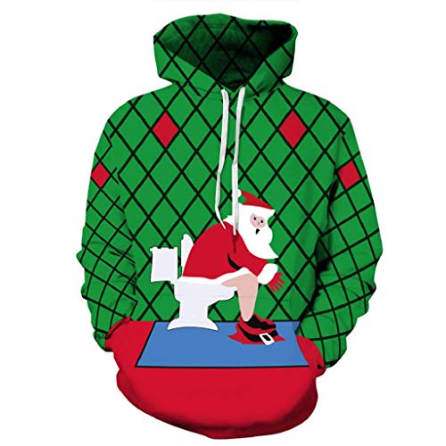 Preisvergleich Produktbild Luckycat Unisex 3D Druck Weihnachten Hoodie Kapuzenpullover Langarm Sweatshirt Pullover Kapuzenjacke Kapuzenpulli mit Taschen