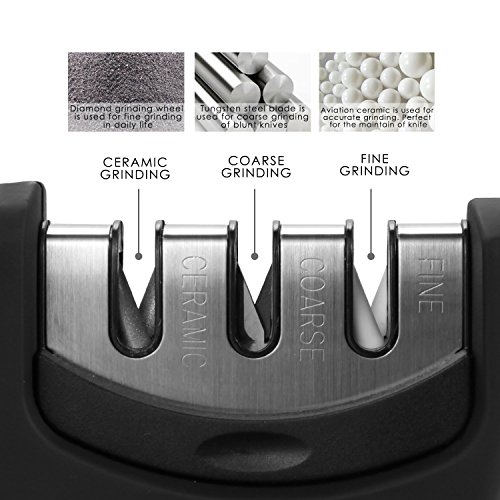 Luxebell® Messerschärfer Messerschleifer Knife Sharpener Mit 3 Etappen,Messerschärfer für Küchenmesser, Keramikmesser aller Größen - 3
