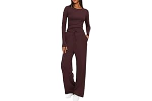 GENERIC Tracksuit Womens Full Set Trendy Co Ord Lounge Wear Sets for Women UK Long Sleeve Tops and Wide Leg Trousers 2 Piece Outfits Casual Yoga Running Gym Activewear