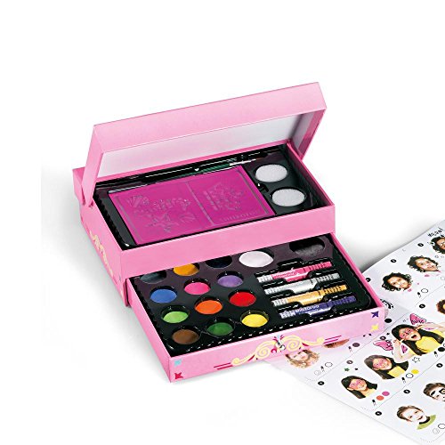 Snazaroo Mädchen Schminkbox 27 teilig, Schminkpalette ,5 Schminkstifte, 2 Pinsel, 2 Schwämmchen & Anleitung, 18 Farben